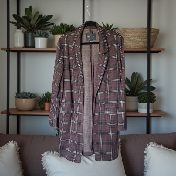 Sanctuary Jackets & Blazers - Sanctuary Brown Plaid Blazer Coat Trench Coat